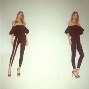 Black sleep off the shoulder jumpsuit